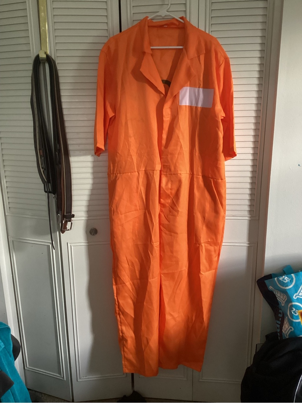 Orange One-Piece Jumpsuit Coverall. Halloween Costume